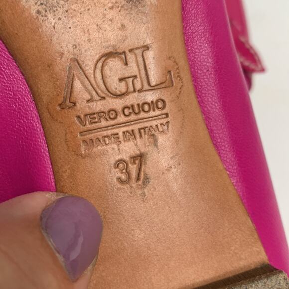 AGL Cap-toe Monika Hot Pink Ballet Flat Shoe S-151 Sz 37 EU / 7 US - Picture 9 of 9